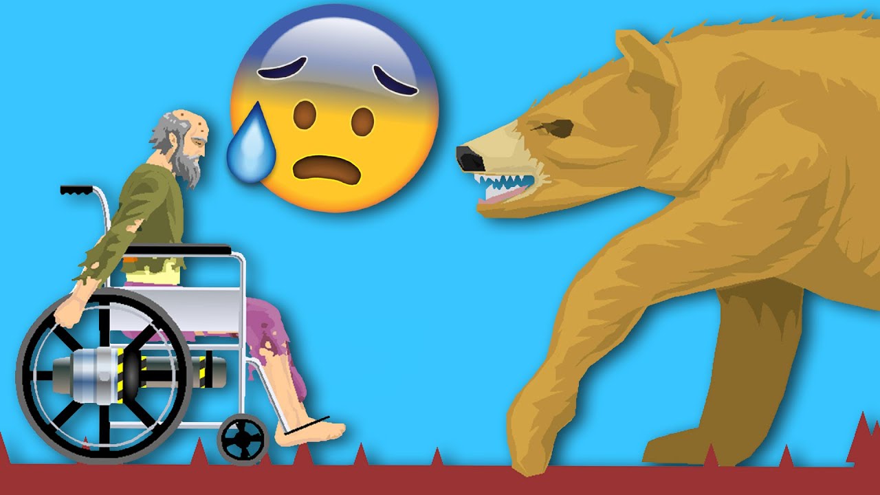 Get Past the Bear to Win! (Happy Wheels)