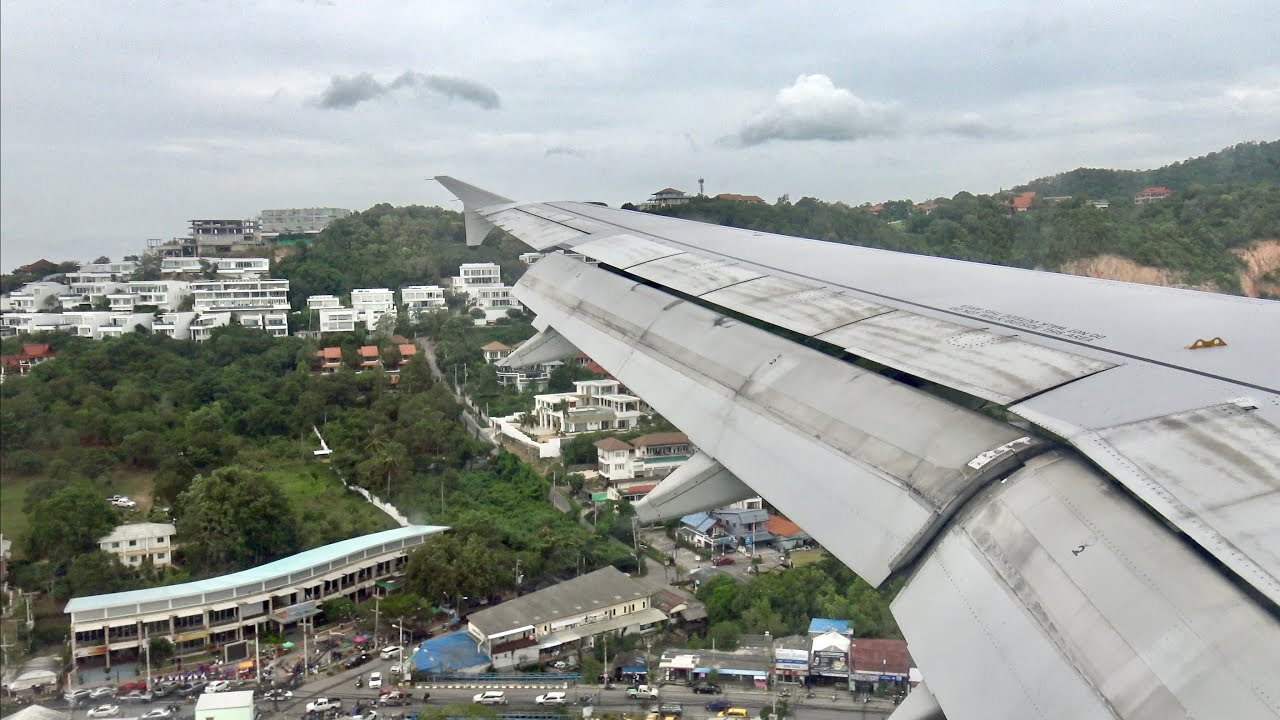 [4K] Bangkok Airways A319-100 Landing at Koh Samui (USM) - Low Approach + Windy Conditions