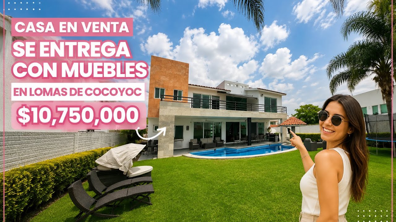 ¡Casa en VENTA con 6 recámaras y se entrega con muebles! 🤩 En Lomas de Cocoyoc🌴 por sólo $10,750,000