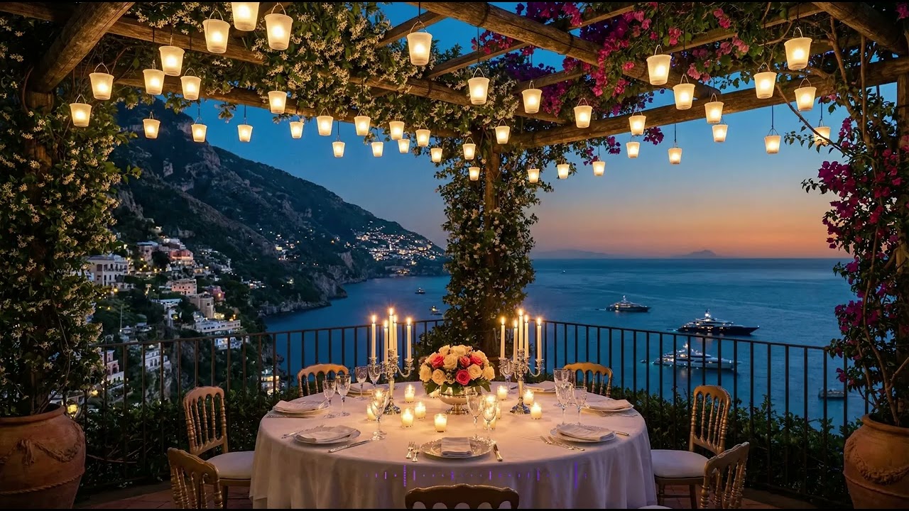 Mediterranean Night Serenade: Elegant Music for a Terrace Dinner in Italy | Lumina