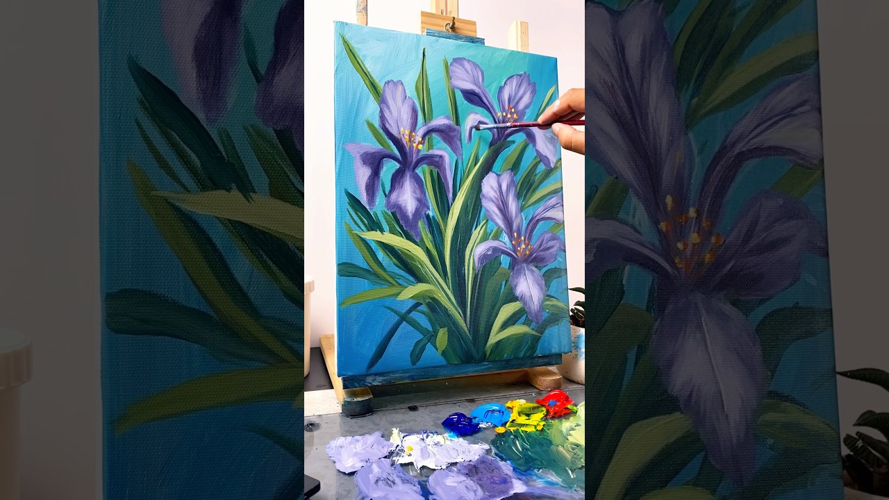 Painting a Beautiful Flower Bouquet #huyhoihoaart #acrylicpainting