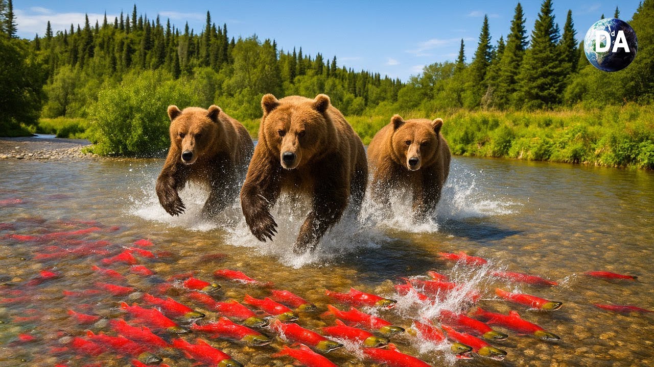 Die gro&szlig;e Lachswanderung | &Uuml;berleben in der Wildnis Alaskas #wildtiere