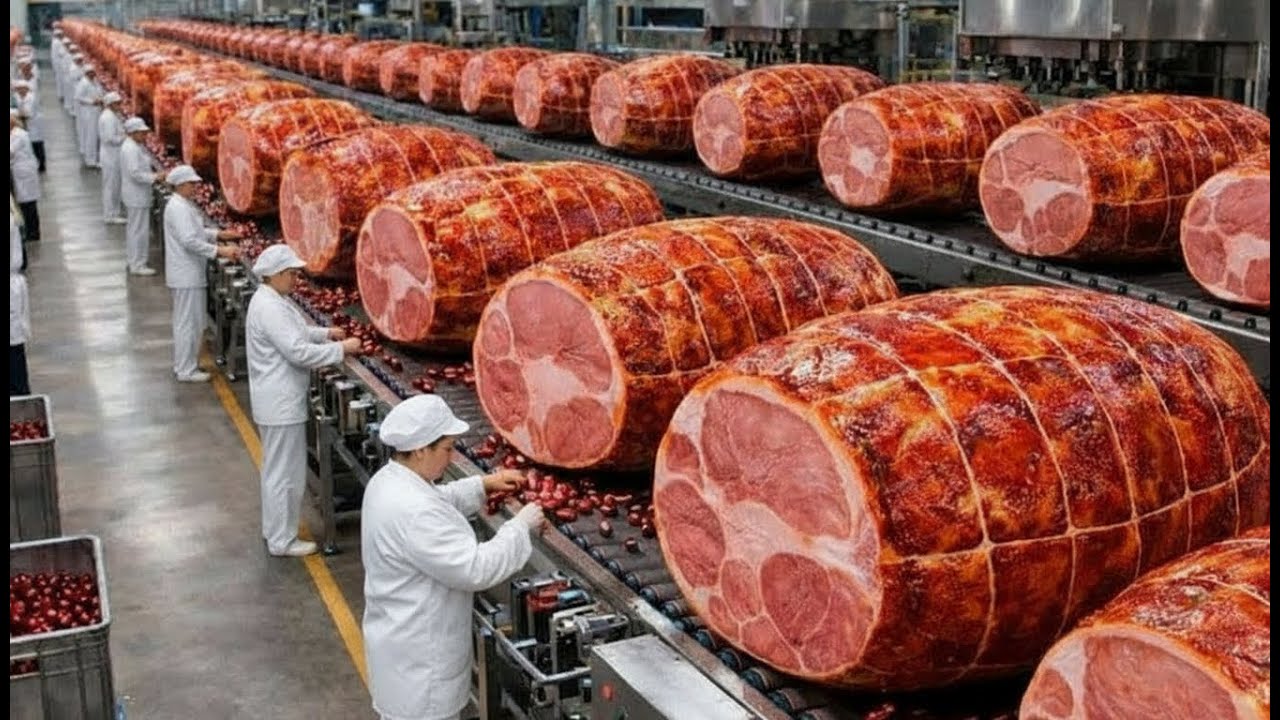 How 500,000 LB Glazed Ham Are Made in a Factory  Automated Glazed Ham Factory