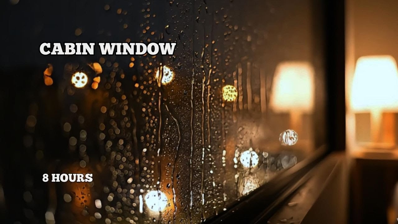 Cabin Window Rain for Deep Sleep (8 Hours) | Warm Lamp Night Ambience