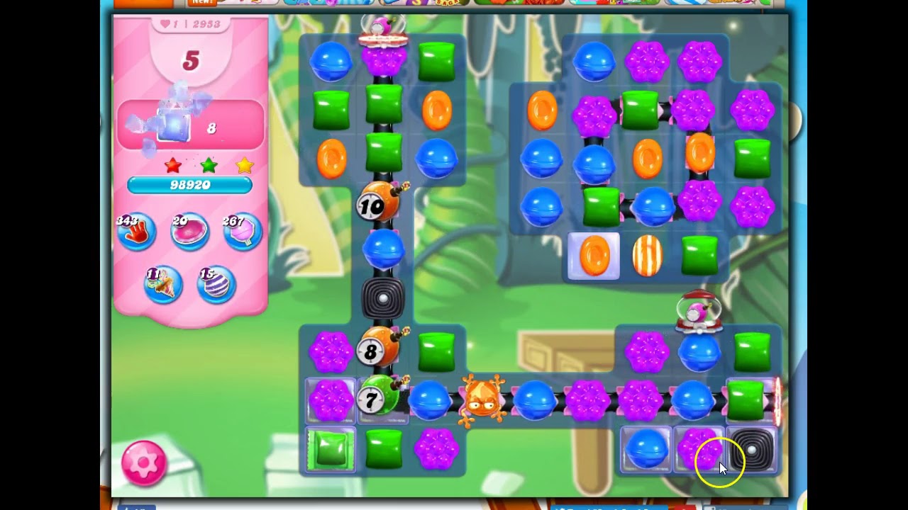 Candy Crush Level 2953, 16 Moves 0 Boosters