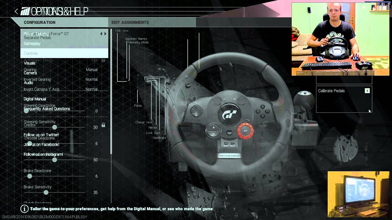 Project CARS ustawienia kierowncy/wheel settings for LOGITECH DRIVING FORCE GT DFGT 1080p