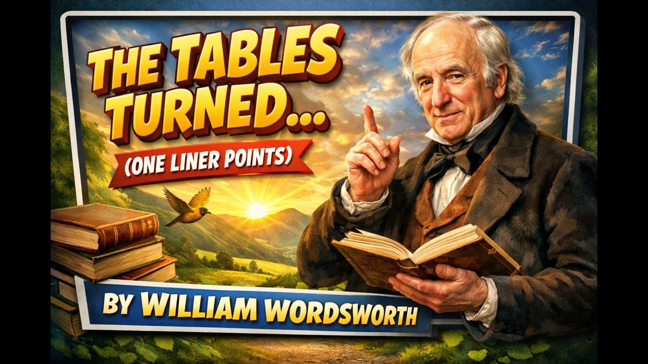The Tables Turned by Rathi Sir.. One liner points of this Wordsworth poem 'The Tables Turned'