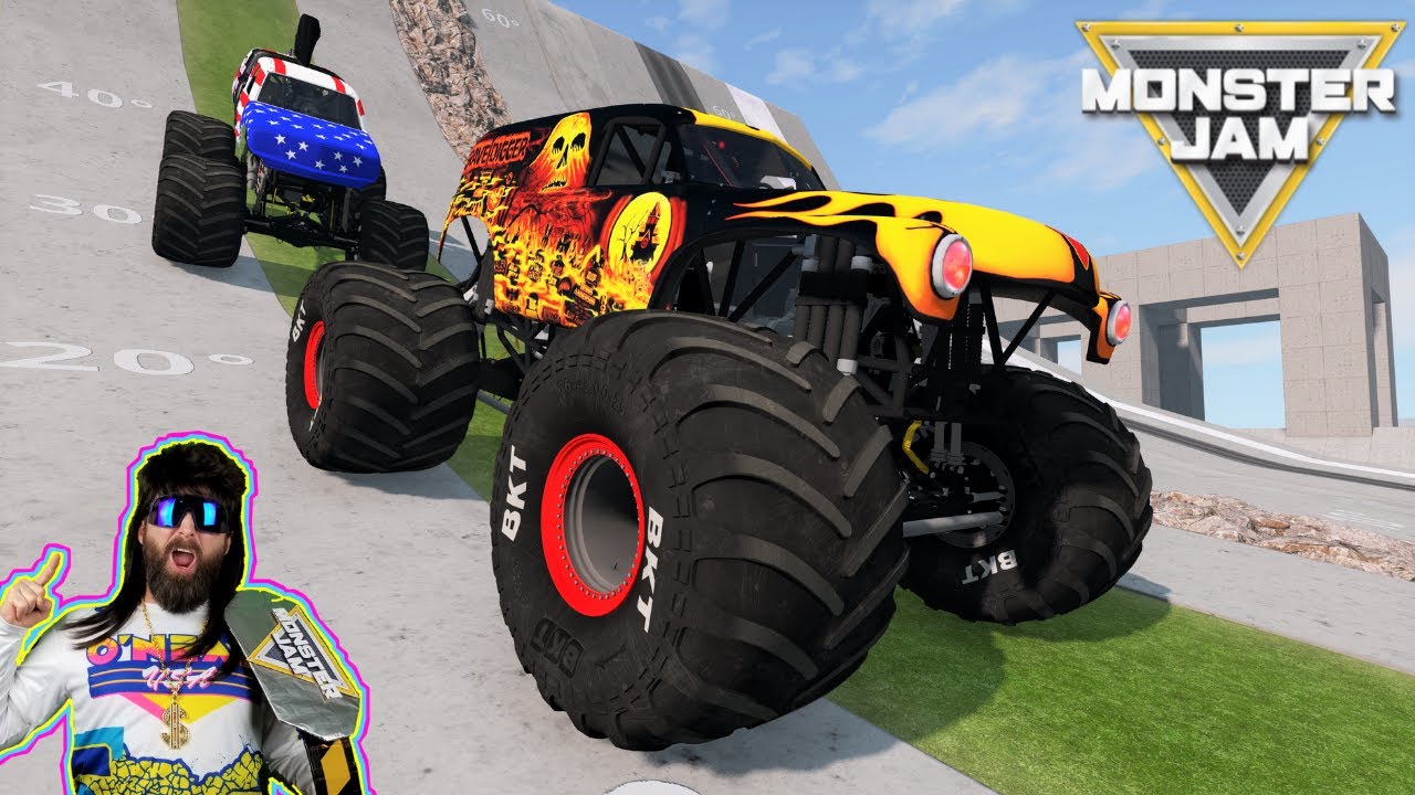 Monster Jam БЕЗУМНЫЕ гонки, фристайл и скоростные прыжки #8 | BeamNG Drive