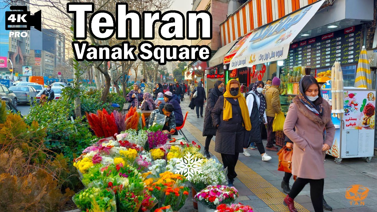 Street Walking Tehran 2022 in Rush Hour on Vanak Square 4K