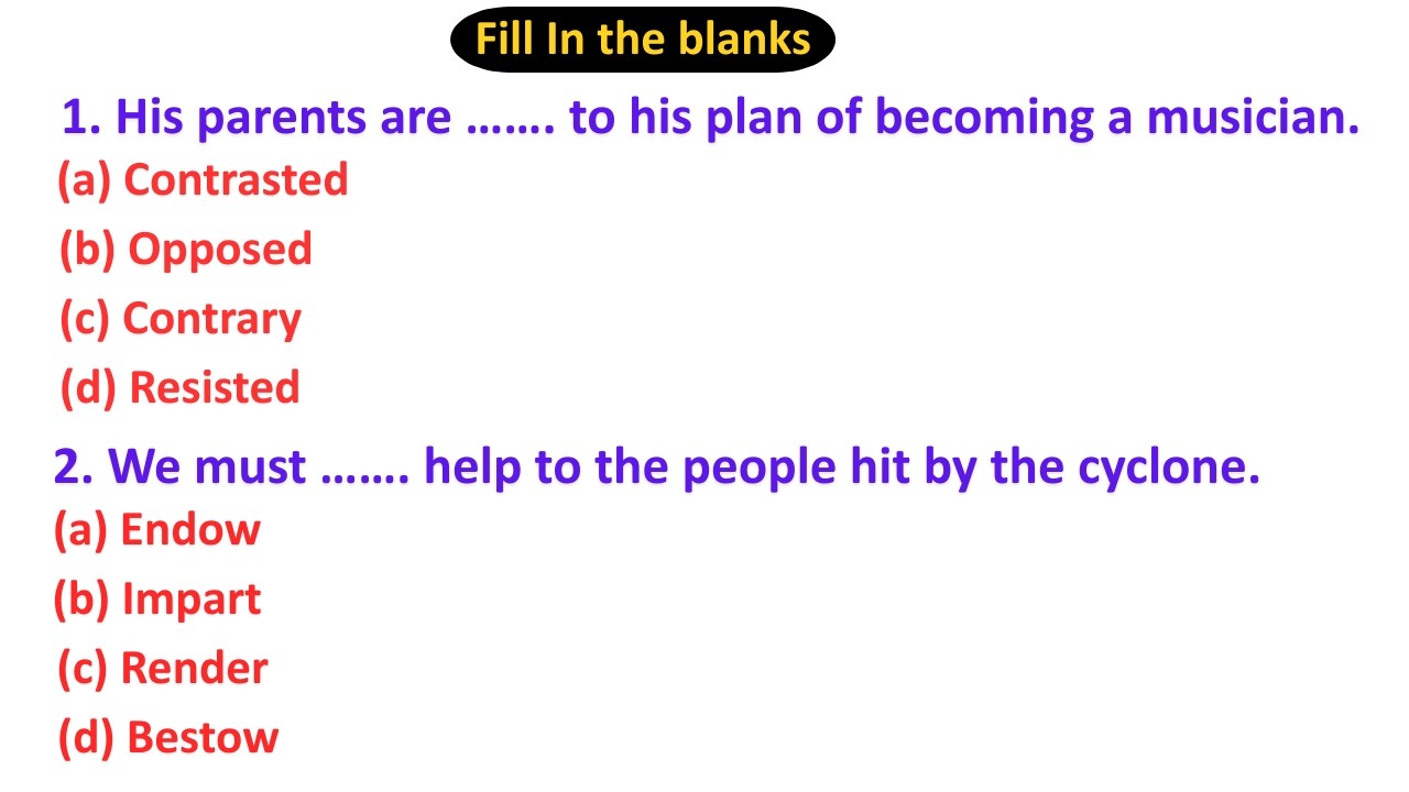 Fill in the blank | Vocab based fillers | Fill in the blanks for SSC CGL, MTS, CHSL and Bank exams |