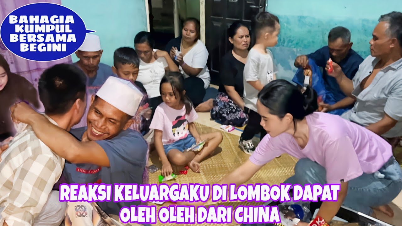 SUAMIKU BAGI BAGI HONGBAO DAN OLEH OLEH UNTUK KELUARGA DI LOMBOK