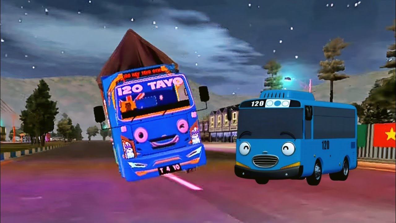Malam hari Mobil Truk Hey Tayo Bussid oleng