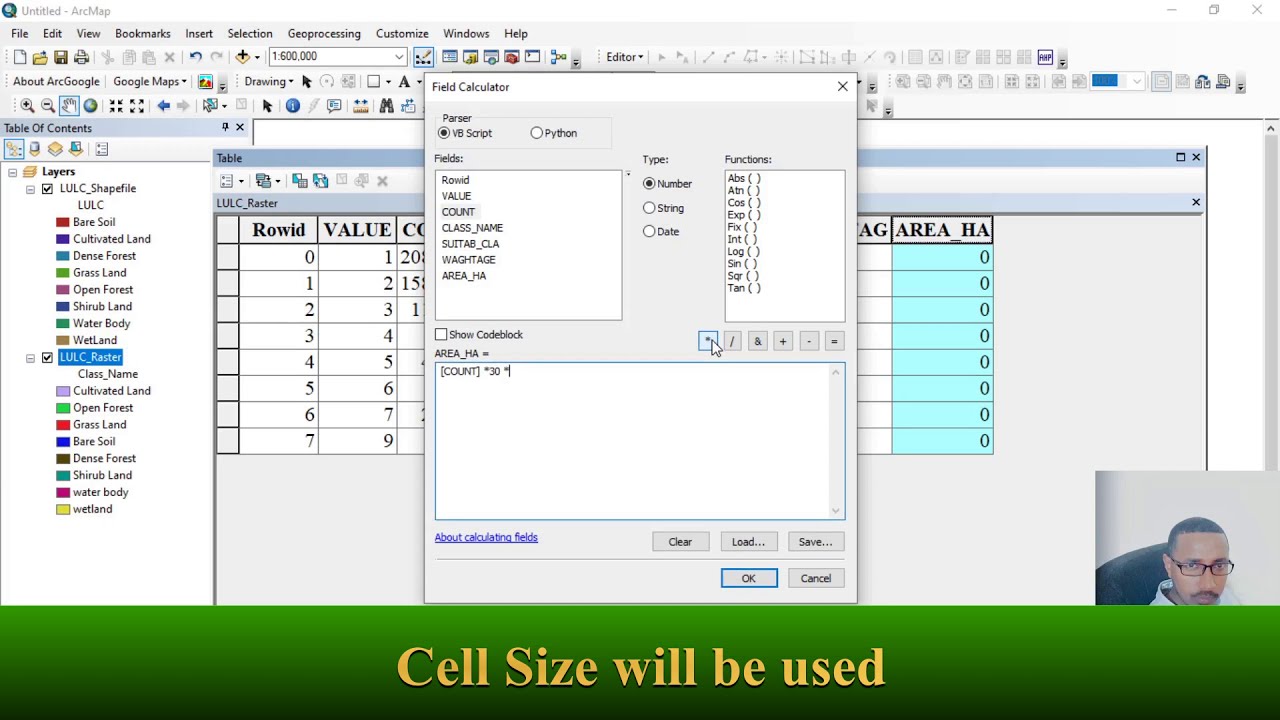 How to calculate area of features in Vector and Raster file format in GIS