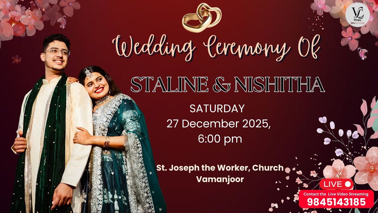 WEDDING CEREMONY OF Staline & Nishitha | St. Joseph the Worker Church, Vamanjoor