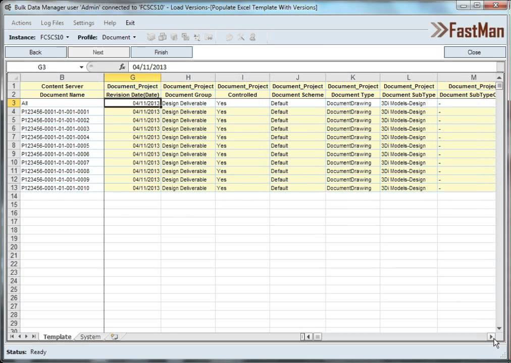 Fastman Bulk Data Manager - Load Versions