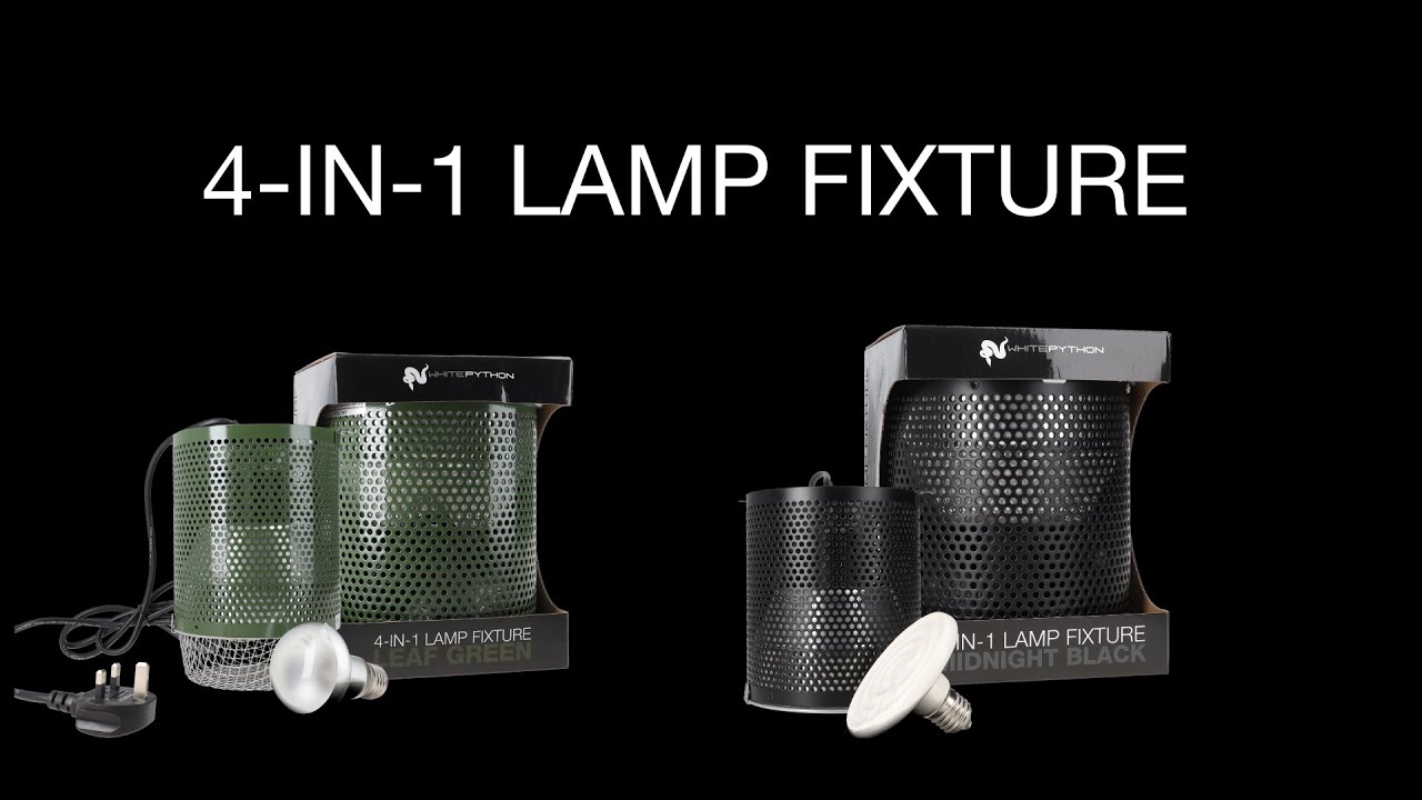 WhitePython 4 IN 1 Lamp Fixture for Reptile Heating | Compact Ceramic and Basking Lamp Solution