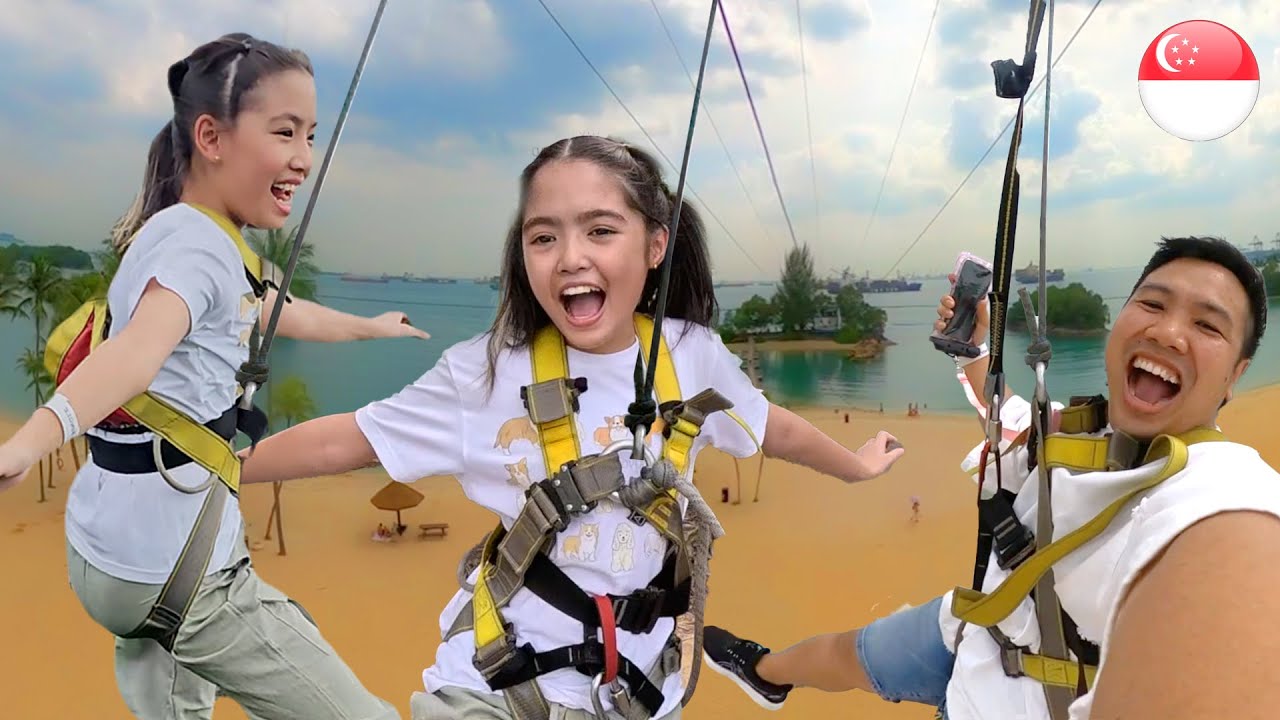 หนูยิ้มหนูแย้ม เล่นซิปไลน์ข้ามทะเล ที่ Mega Adventure