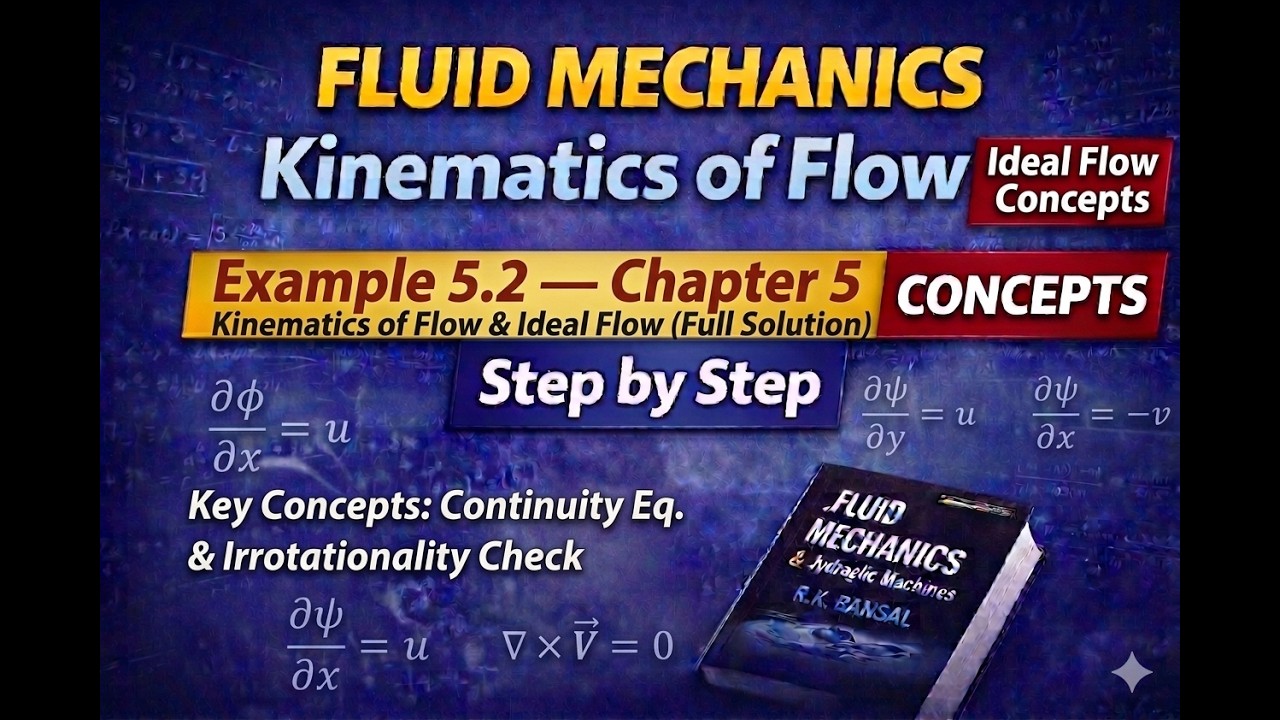 Fluid Mechanics Chapter 5 | Example 5.2 — Kinematics of Flow & Ideal Flow (Full Solution)