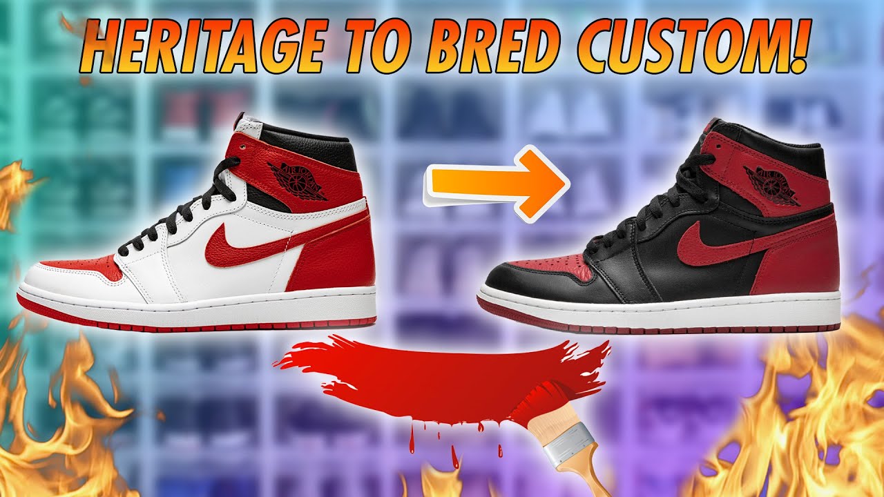 BEFORE & AFTER: AIR JORDAN 'HERITAGE' TO 'BRED' 1 CUSTOM *EASY*