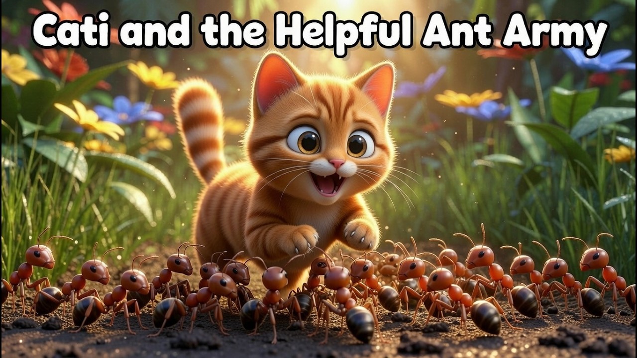 Cati & the Helpful Ant Army|A Cute Moral Story for Kids#cutecat #kidslearning #moralstory #trending