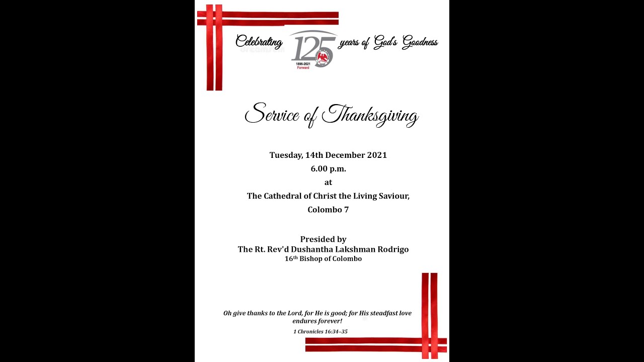 Service of Thanksgiving - 125th Anniversary of Chundikuli Girls' College, Jaffna