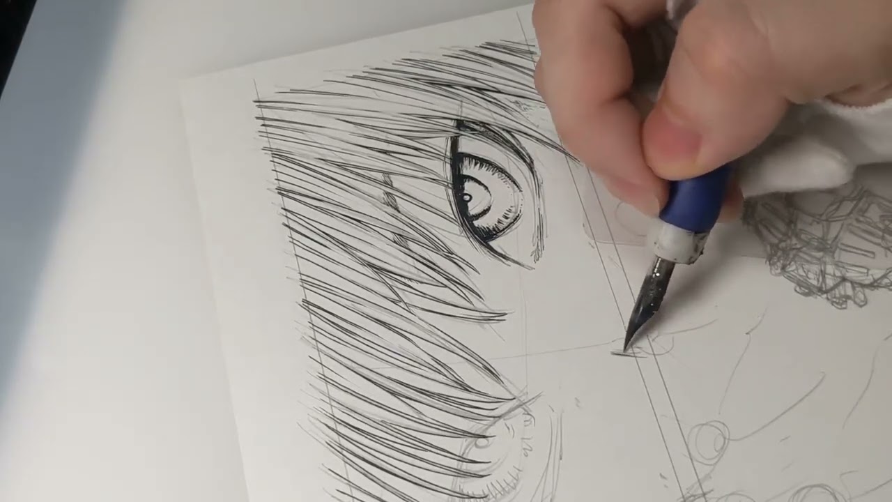 【ノーカット】漫画原稿のペン入れ