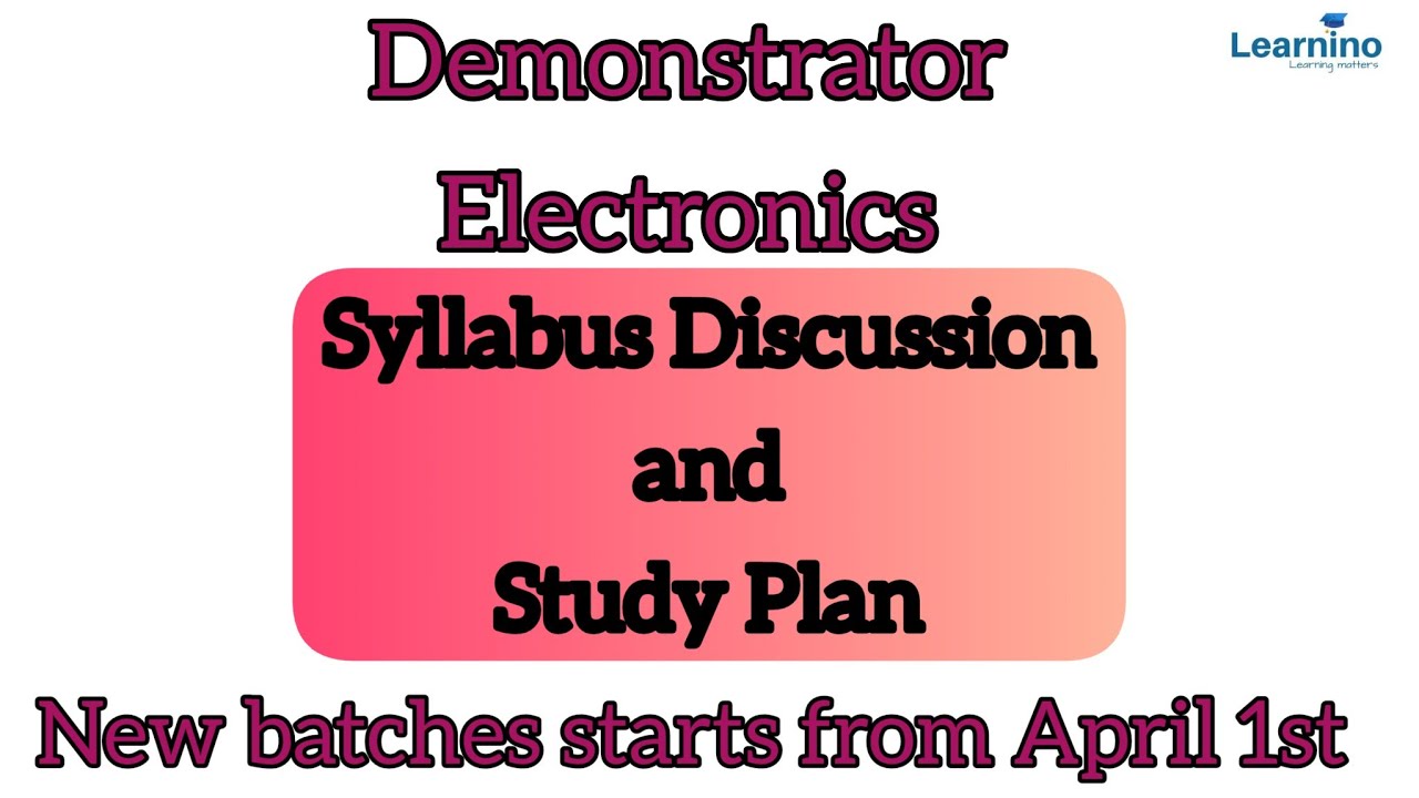Syllabus discussion Demonstrator Electronics