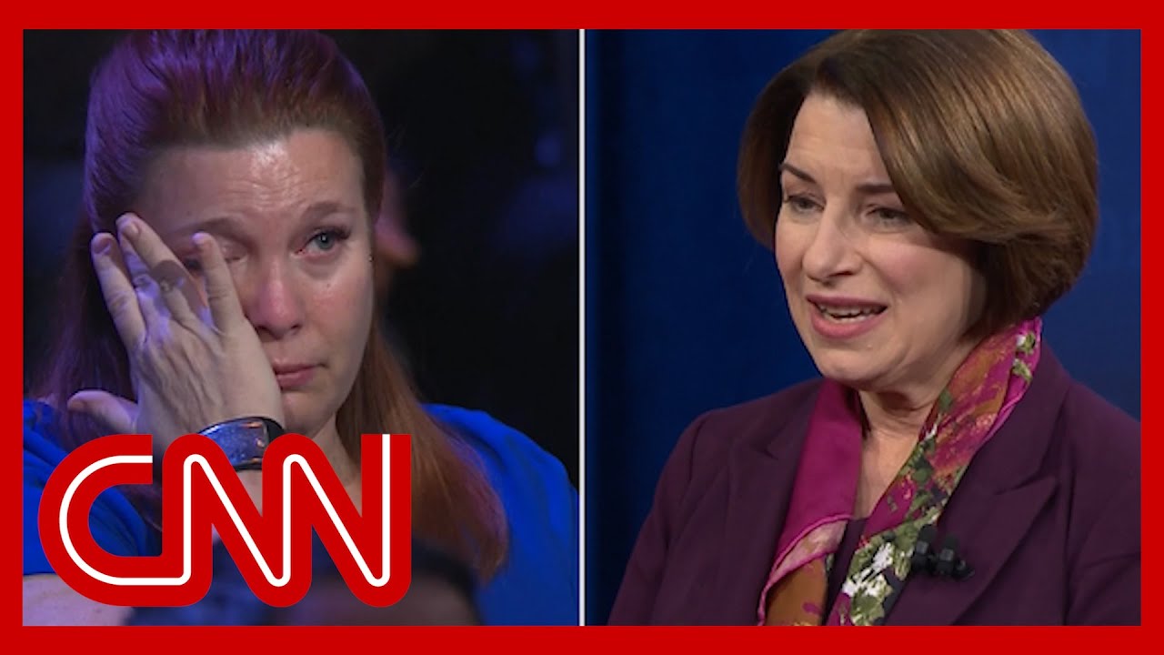 Klobuchar's story brings mass shooting survivor to tears | CNN Town Hall