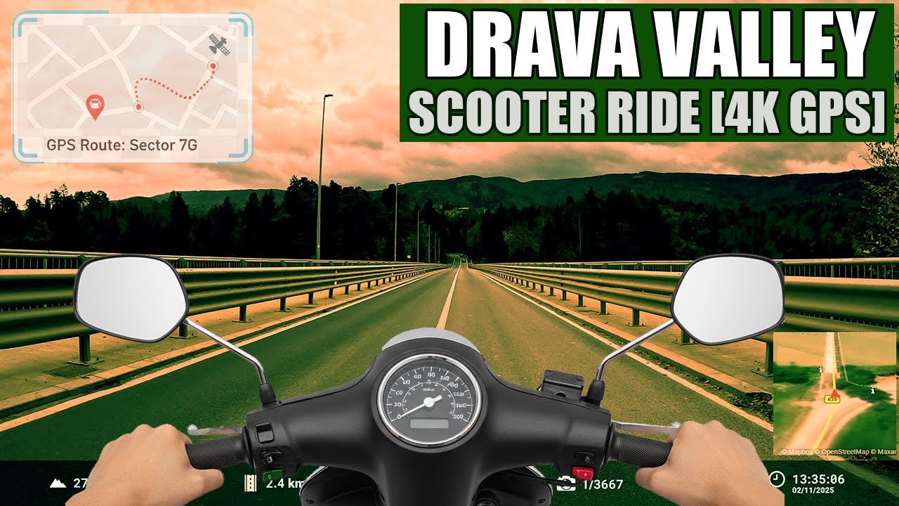 Drava Valley [HUD & GPS Data] - Scooter Ride Selnica ob Dravi , Ru&scaron;e, Bistrica ob Dravi l 4K HDR