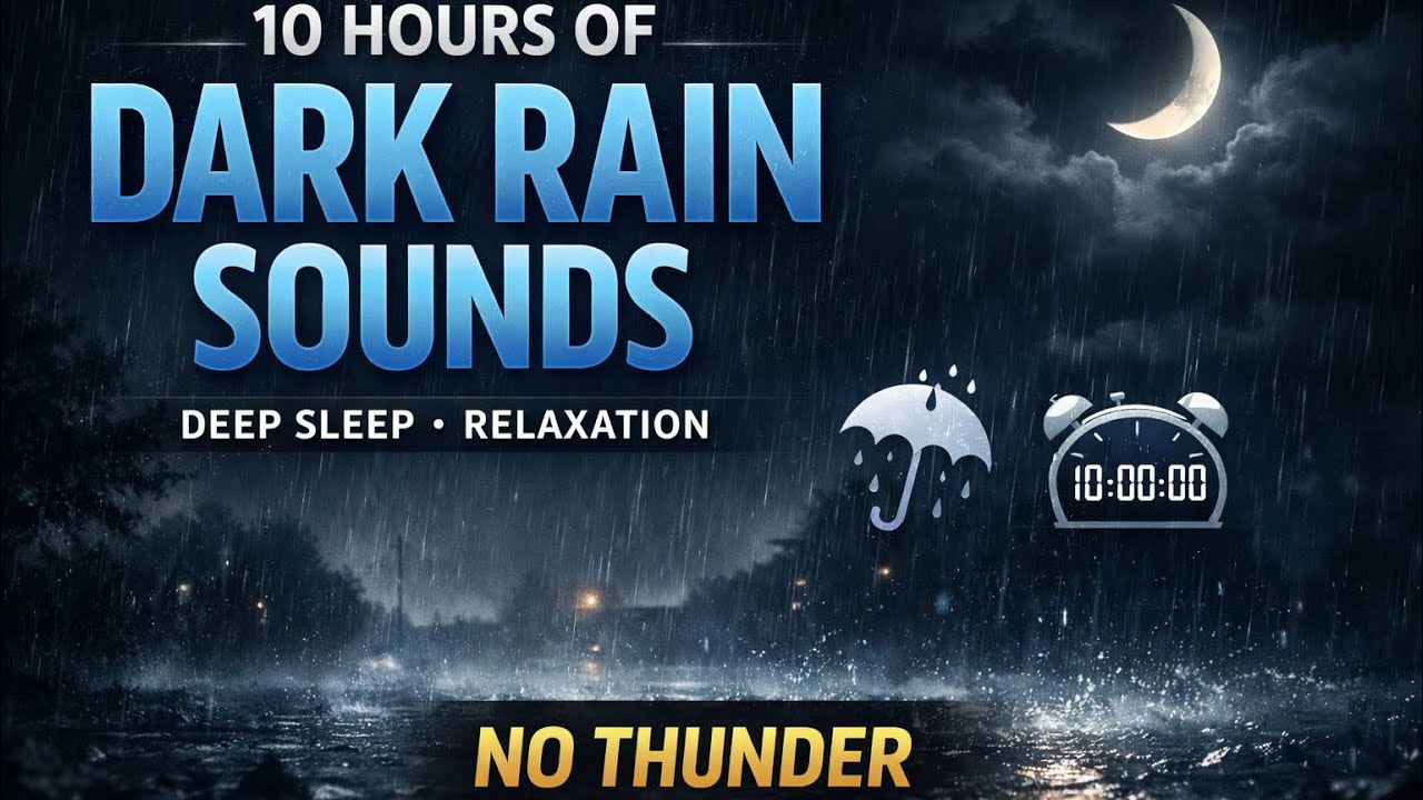 10 Hours of Dark Rain Sounds 🌧️ Deep Sleep & Relaxing Night Ambience (No Thunder)