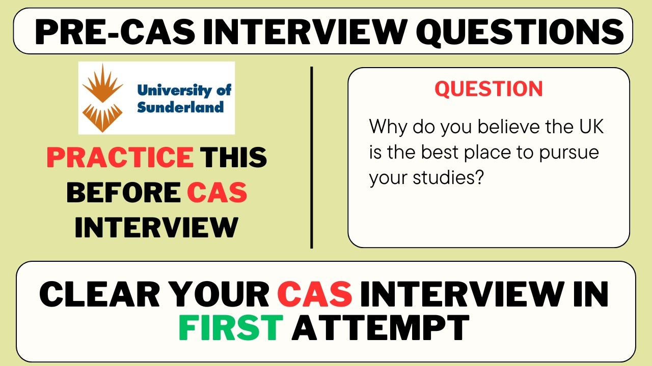 University of Sunderland Pre CAS Interview Questions 2026 - Mock Interview
