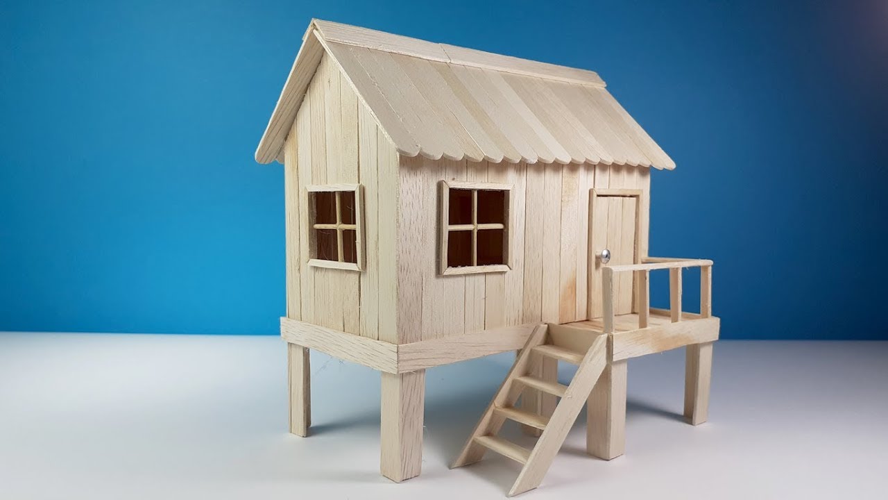 Wow! Dari Stik Es Krim Jadi Miniatur Rumah Panggung - kerajinan tangan dari stik es krim