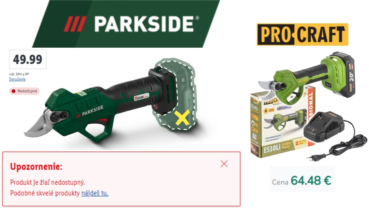 PARKSIDE Aku nožnice PAAS 20-Li A1/B1 vypredané, možná alternatíva ProCraft ES 30Li Recenzia a Test