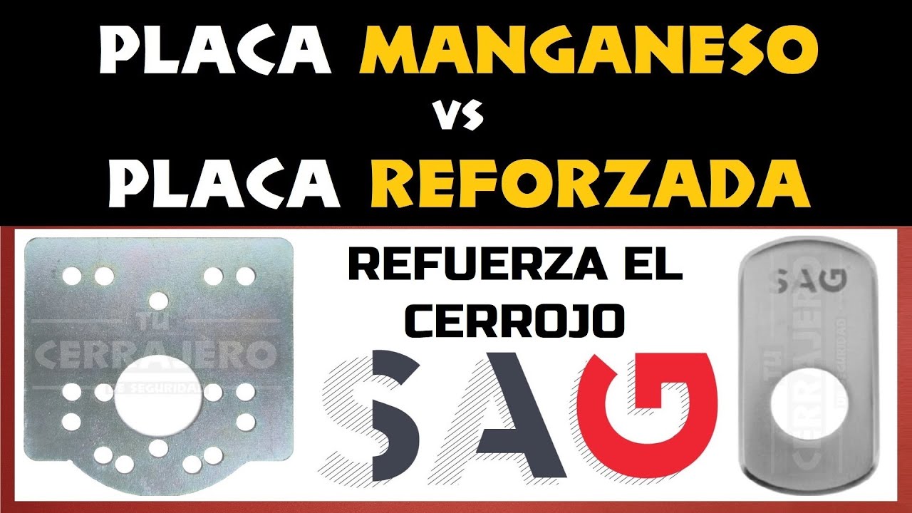 PLACA ACERO MANGANESO CERROJO SAG [PLACA REFORZADA SAG] [KABA] [KESO] [M&C CONDOR]