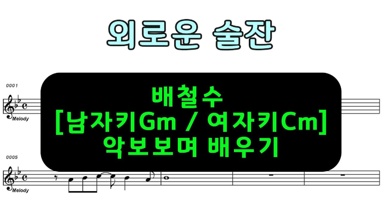 외로운 술잔 # 배철수 # 7080 노래 # 가을 노래 # 남자키 Gm # 여자키 Cm # 악보보며 배우기 # MR 제공 # 수선화노래TV