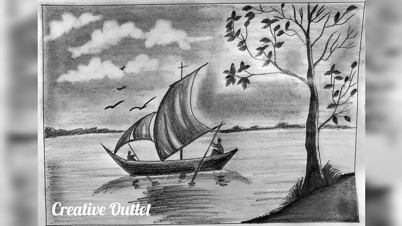 Nature Drawing//Pencil Sketch //Drawing Ideas #creativeoutlet #landscape #pencildrawing