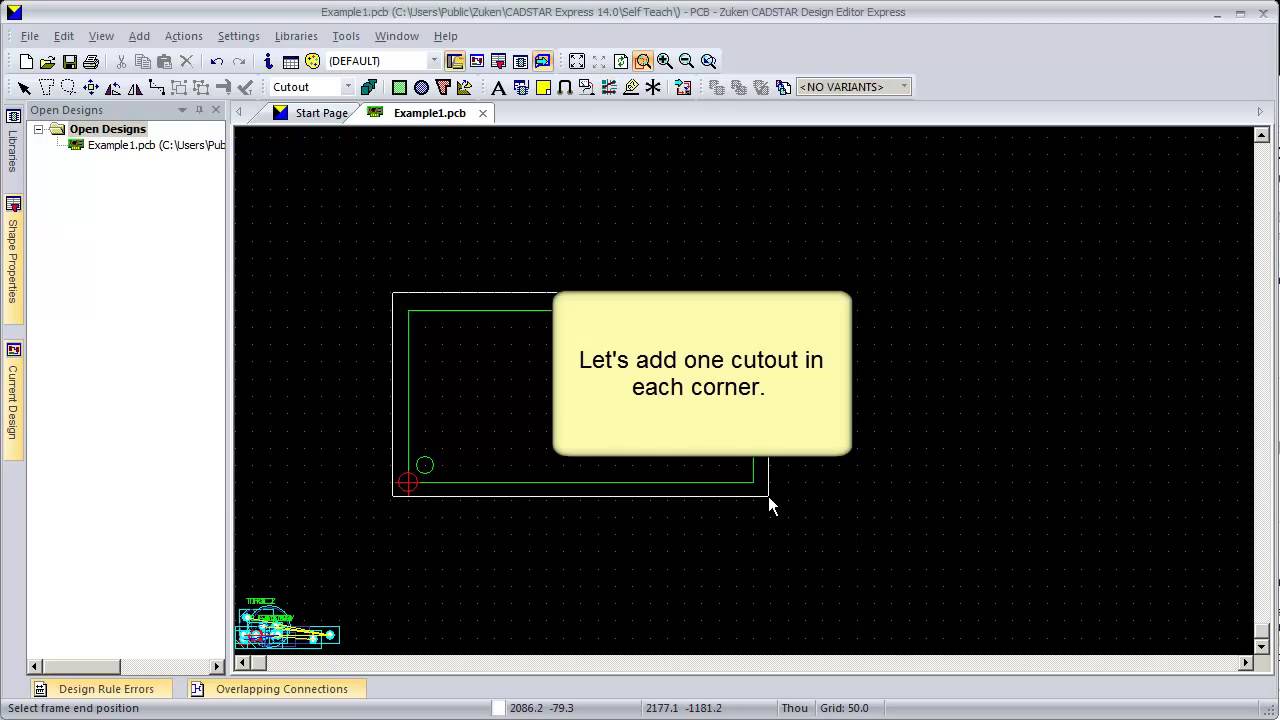 CADSTAR: Creating board outlines and cutouts