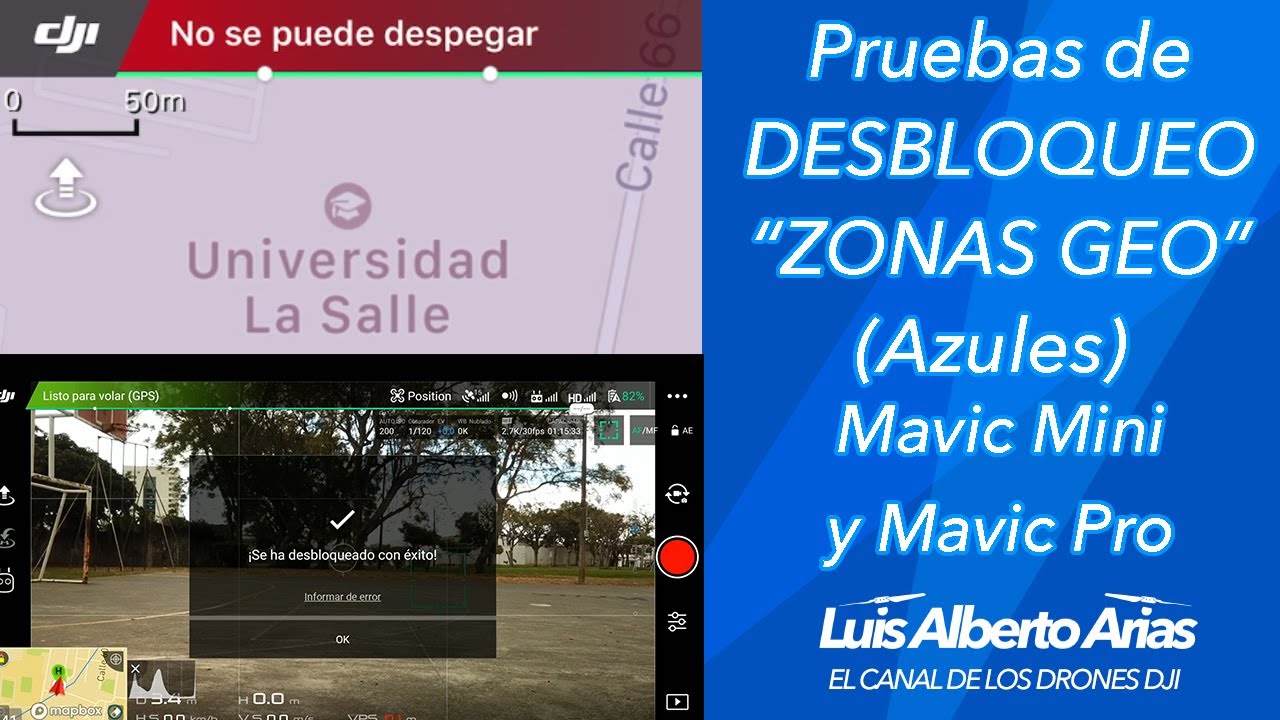PRUEBAS DE DESBLOQUEO DE ZONAS GEO (AZULES) Mavic Mini y Mavic Pro