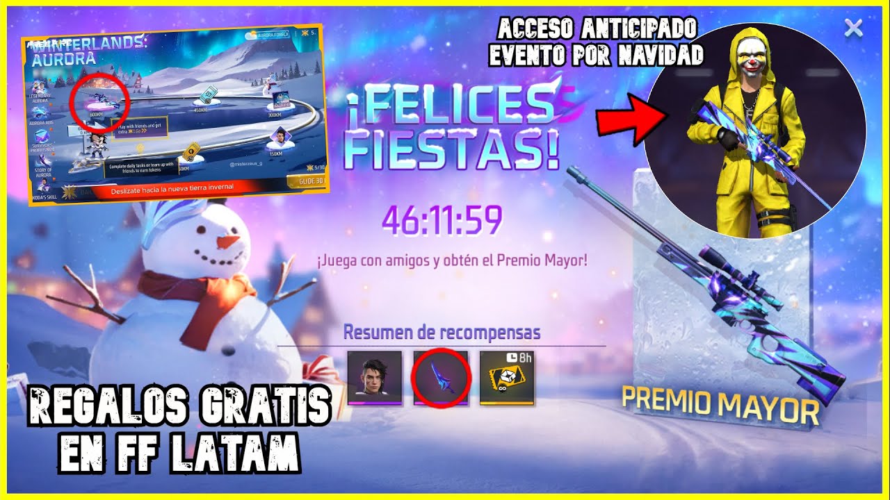 RAPIDO ¡Skins de NAVIDAD GRATIS FELICES FIESTAS COMO CONSEGUIR PREMIOS ESPECIALES GRATIS en FF LATAM