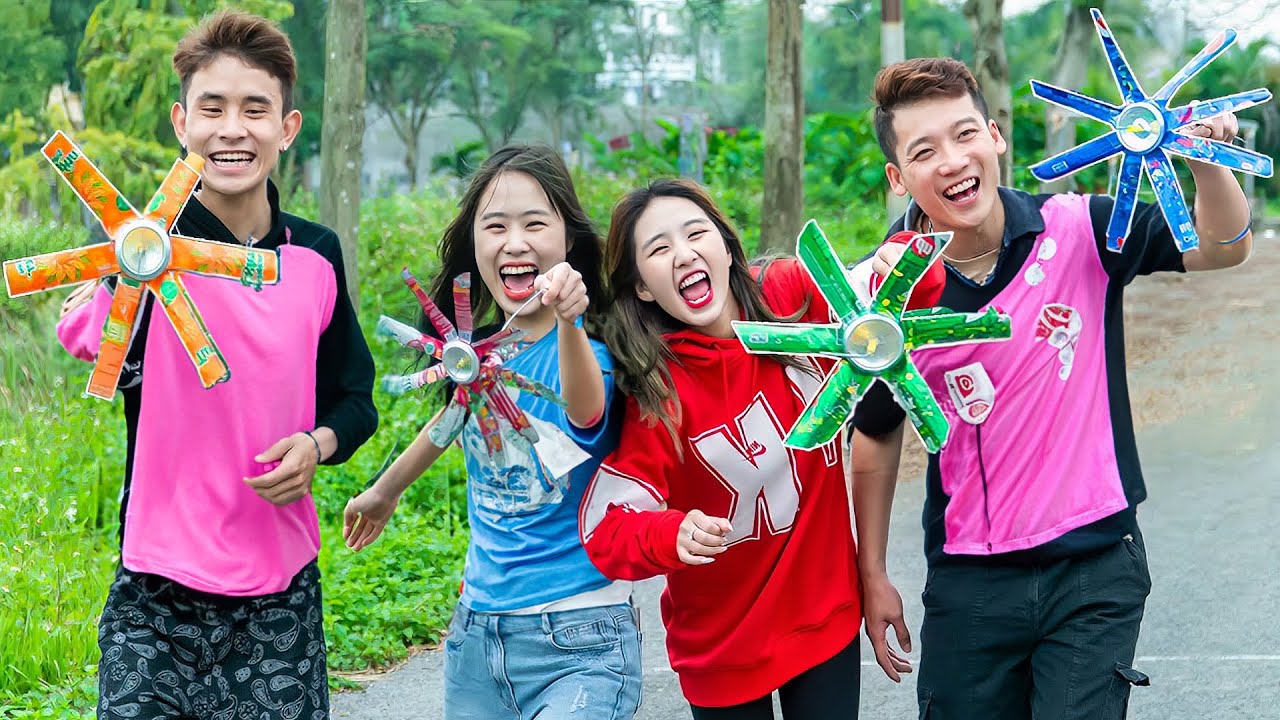 Sáng Tạo Bá Đạo - Trung Chuối Trổ Tài Làm Chong Chóng Bằng Vỏ Lon Siêu Đẹp - Phim Hài Táo TV