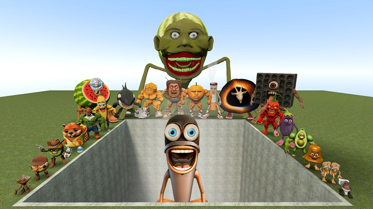 AI Brainrot Memes vs Cek Cek Cek Sahur Bosses in Giant Pit – Gmod Chaos