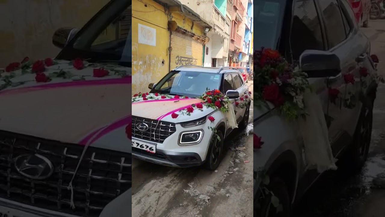 Wedding car decoration venue #hyundai #venue #decoration #shadi #barat