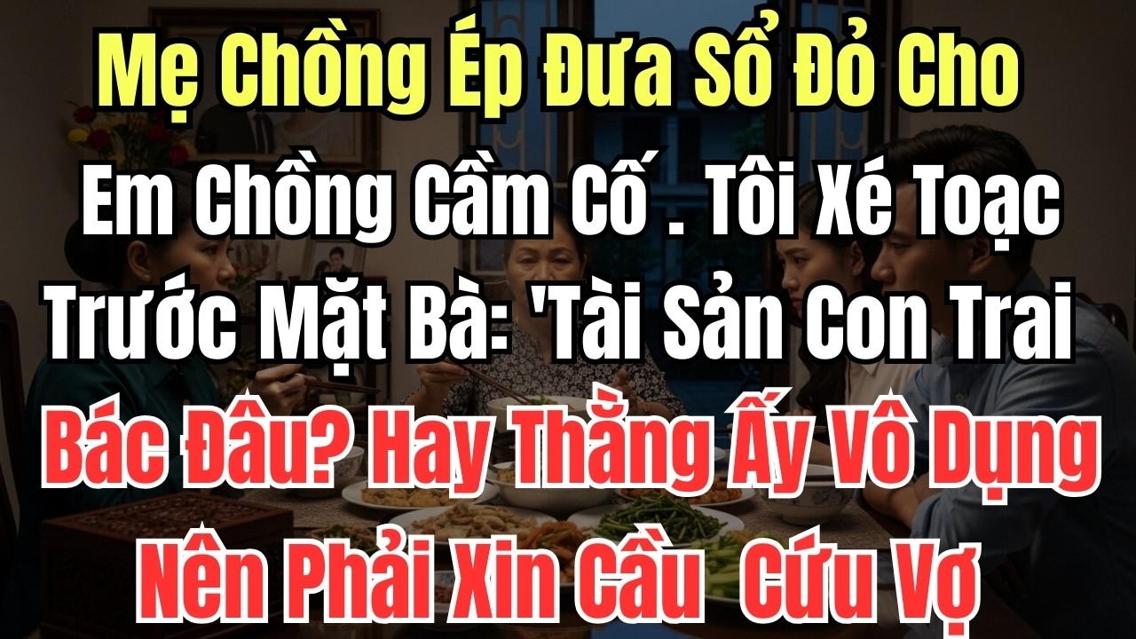 Mẹ Chồng Ép Đưa Sổ Đỏ Cho Em Chồng Cầm Cố . Tôi Xé Toạc Trước Mặt Bà: 'Tài Sản Con Trai Bác Đâu? Hay