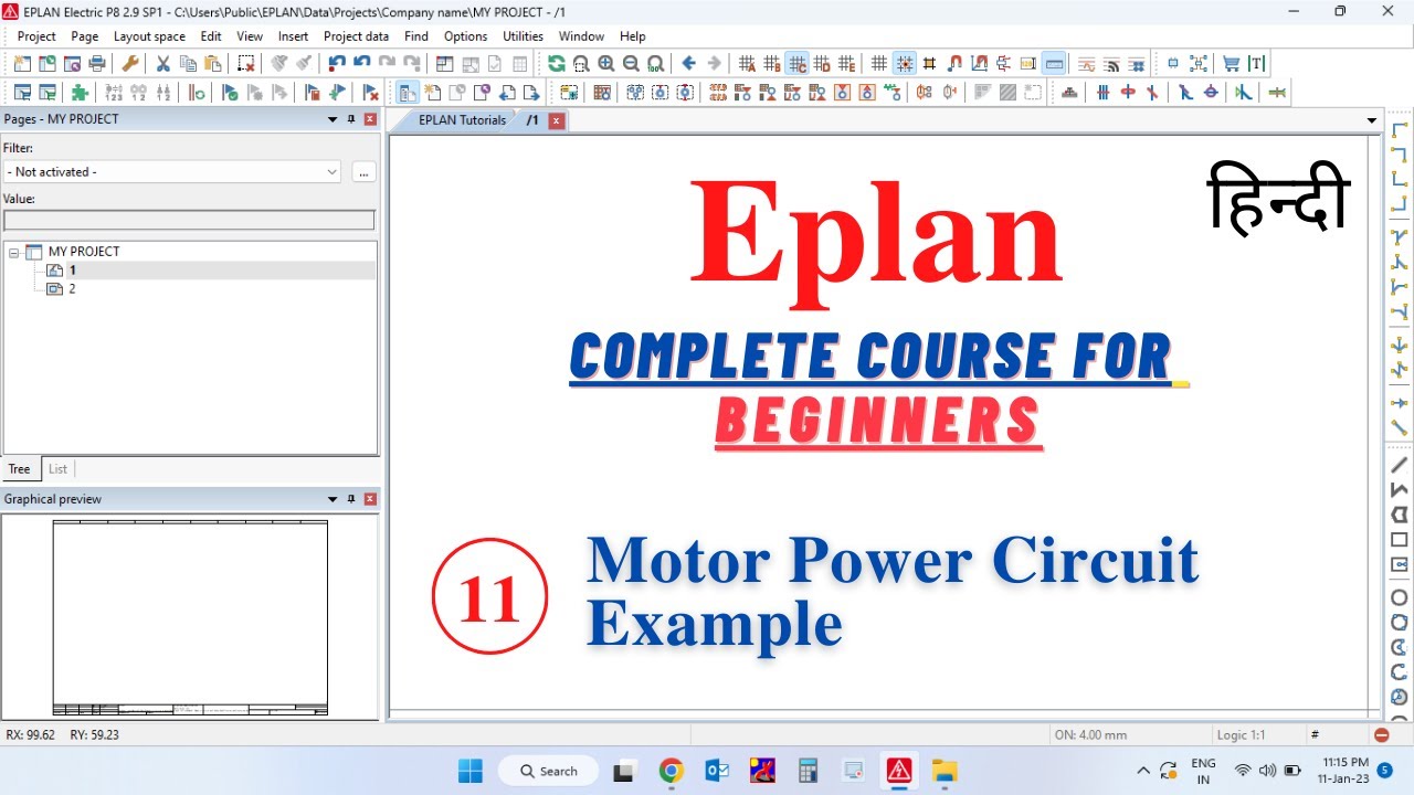 Motor Power Circuit | Eplan Tutorial for Beginners in Hindi | Eplan Course in Hindi | Eplan in Hindi