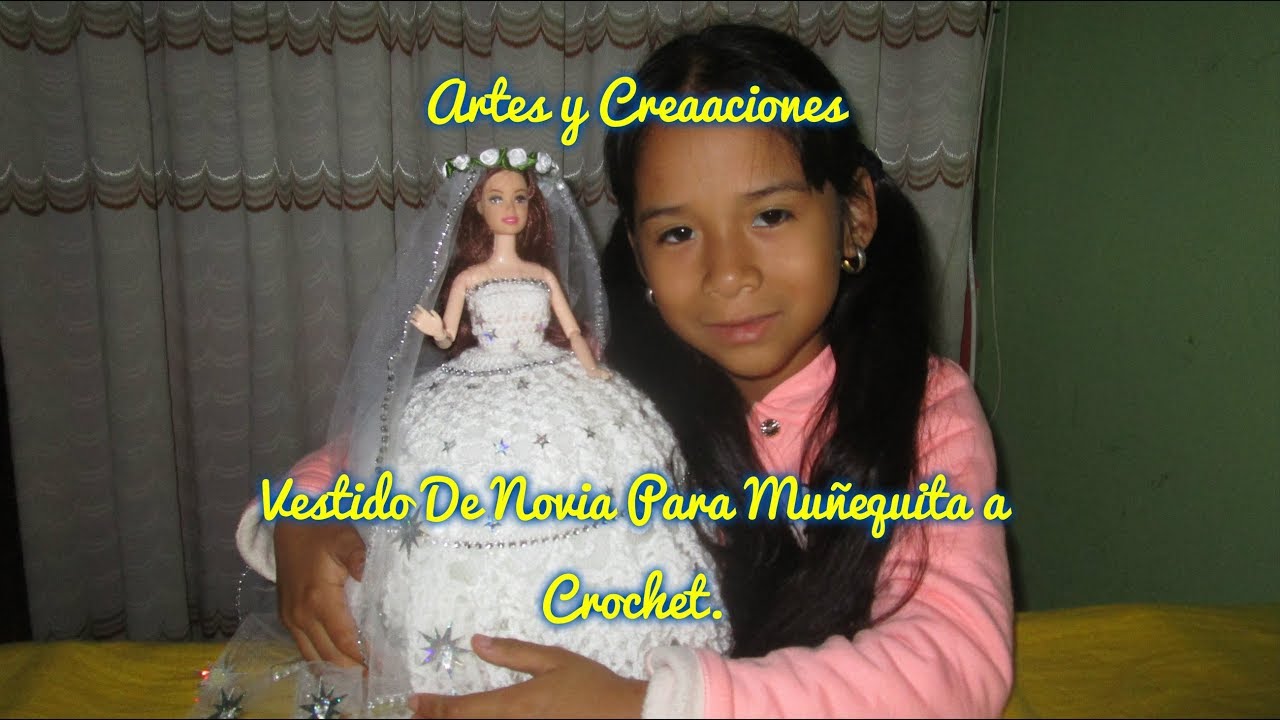 VESTIDO DE NOVIA DE PARA MUÑEQUITA A CROCHET.