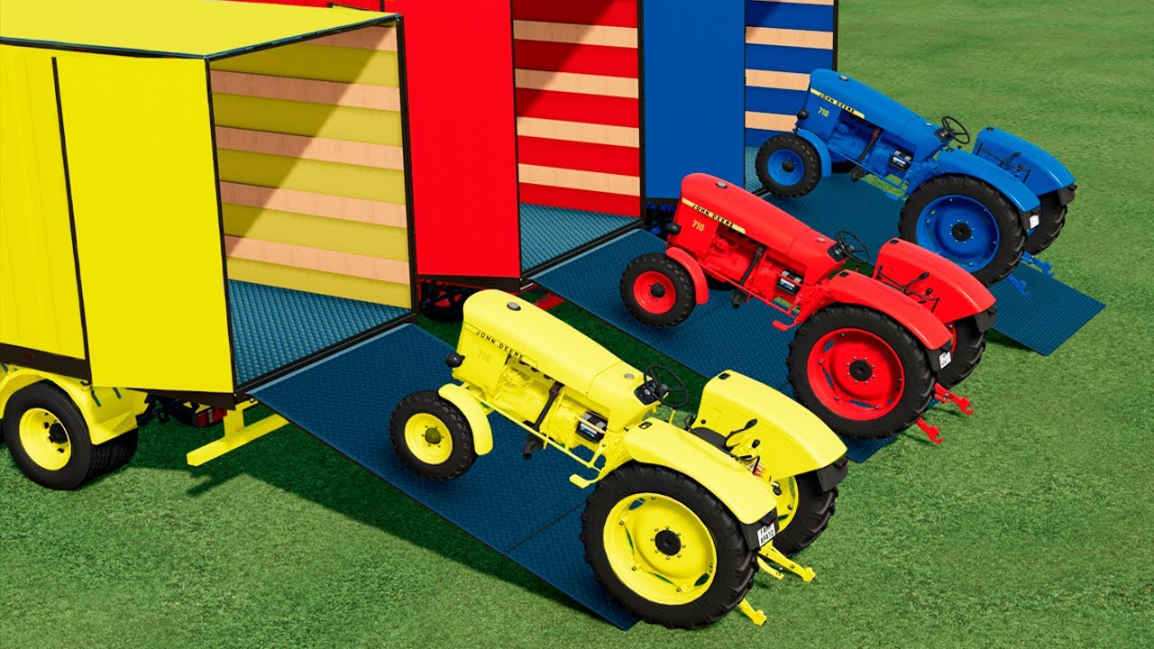 TRANSPORT OF COLORS ! MINI TRACTORS TRANSPORTING with COLORED TRUCKS ! Farming Simulator 22