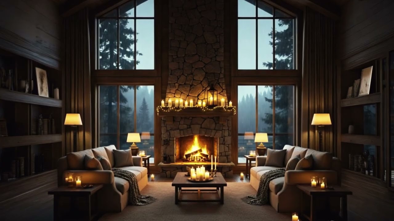 ليلة هادئة في الكوخ الفاخر مع صوت المطر 🌧️ Cozy Luxury Cabin & Rain Sounds