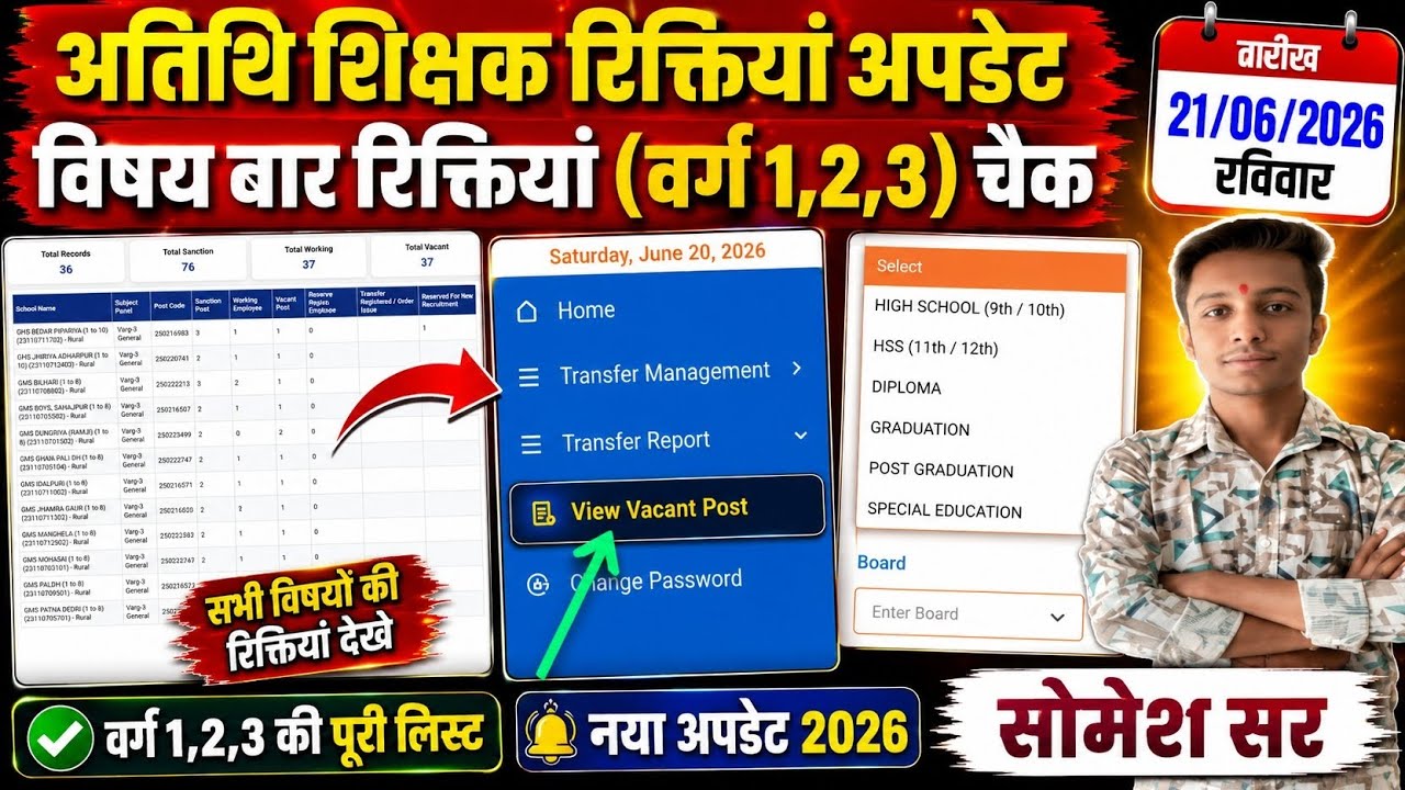 Guest Teacher Vacancies Displayed 2026-27 || Guest Teacher Vacancy Update || 3.0 Portal New Update