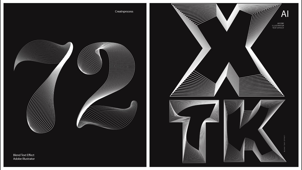 Эффект смешивания текста в Adobe Illustrator | Инструмент «Смешивание», «Заменить сплайн» и «Ножн...