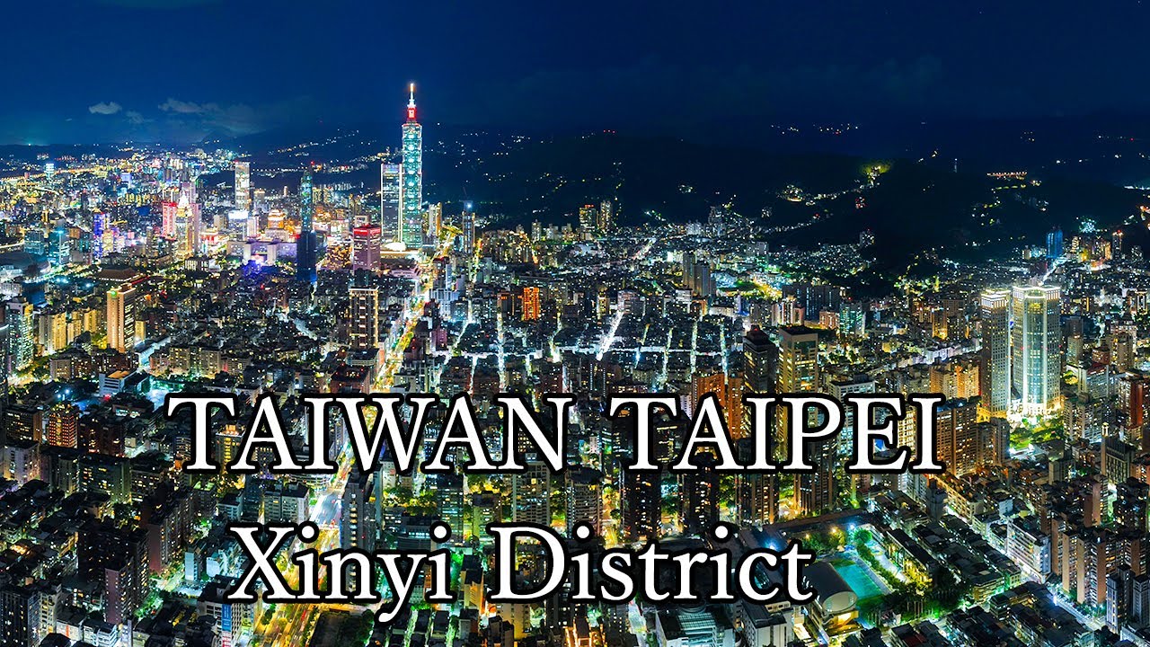 夜景空拍台北市 信義計畫區 國父紀念館 大巨蛋 台北101 The Sky Taipei Taipei 101 TAIWAN TAIPEI Xinyi District 202506 空拍素材